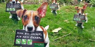 Figyelmeztető táblácska emlékezteti a gazdikat arra, hogy „kutya” – kötelességük az ürülék felszedése