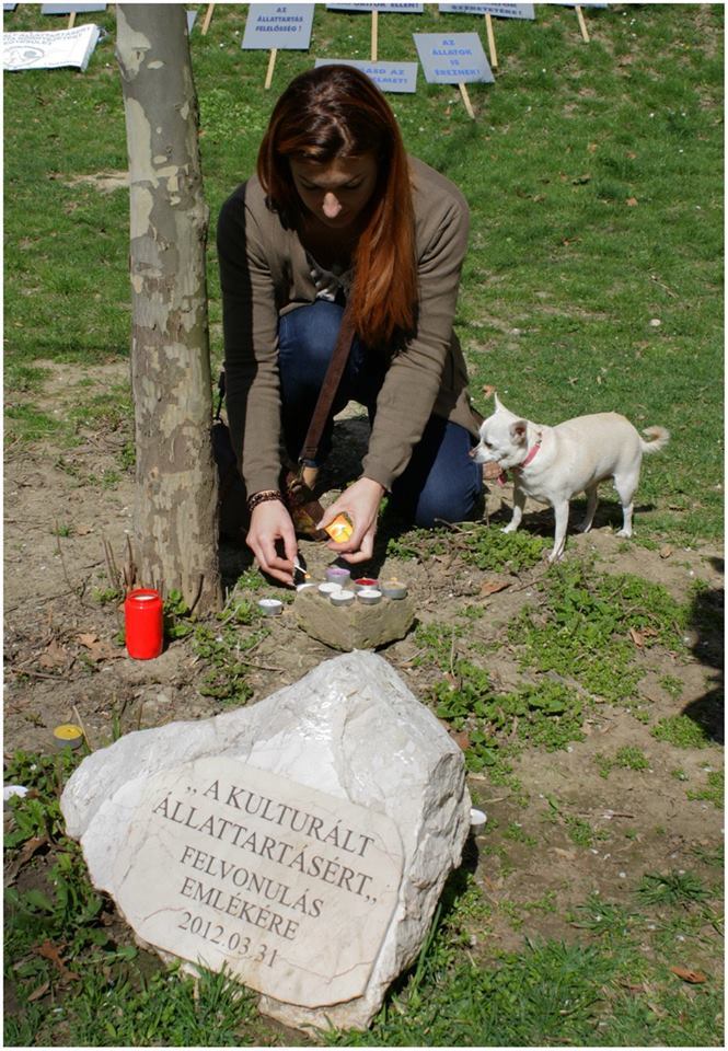 Mécsesgyújtás a hagyományőrző felvonulás emlékhelyénél