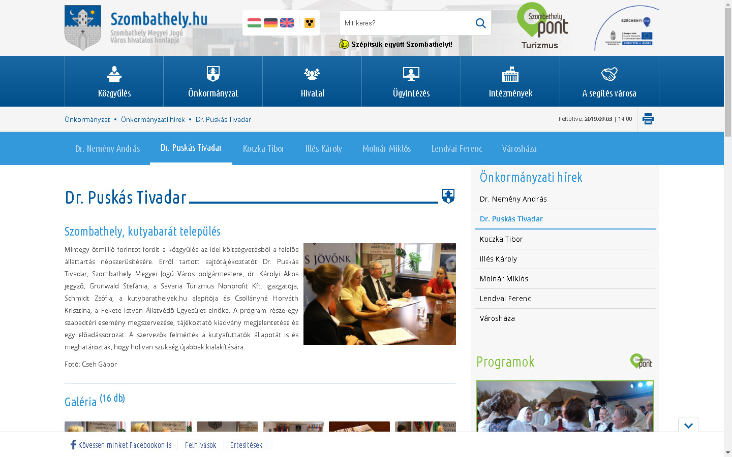 szombathely.hu - dr. Puskás Tivadar sajtótájékoztatója