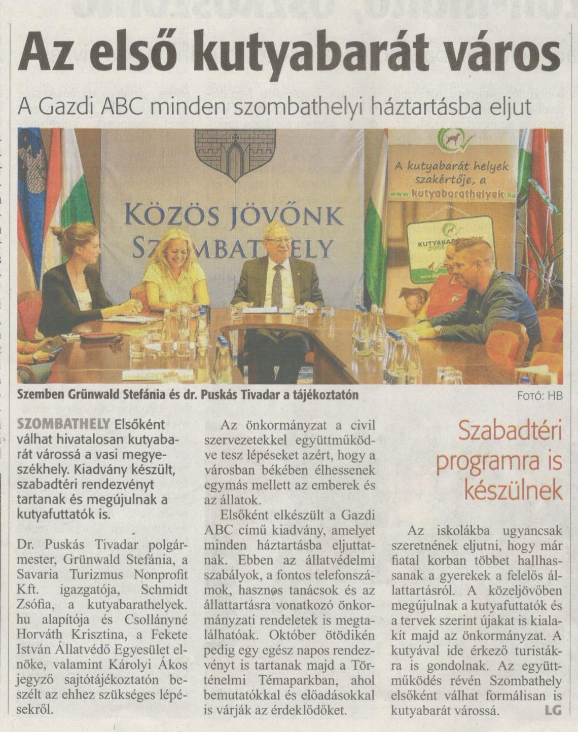 Vas Népe - Az első kutyabarát város