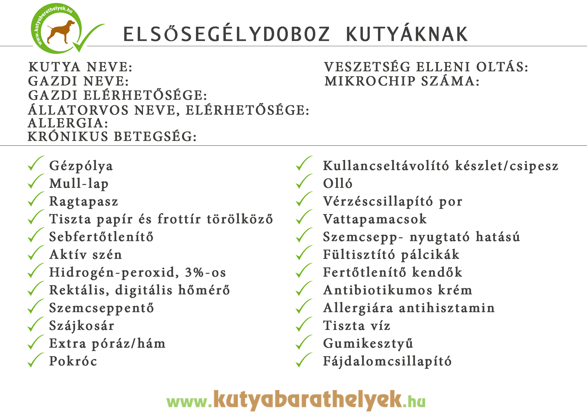 Elsősegélydoboz kutyáknak
