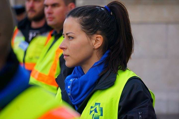 Tornóczky Anita a tüntetésen