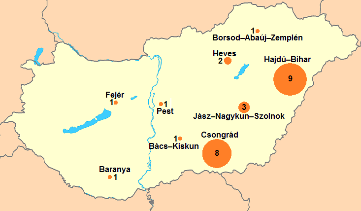 Szívférgesség előfordulási helyei Magyarországon