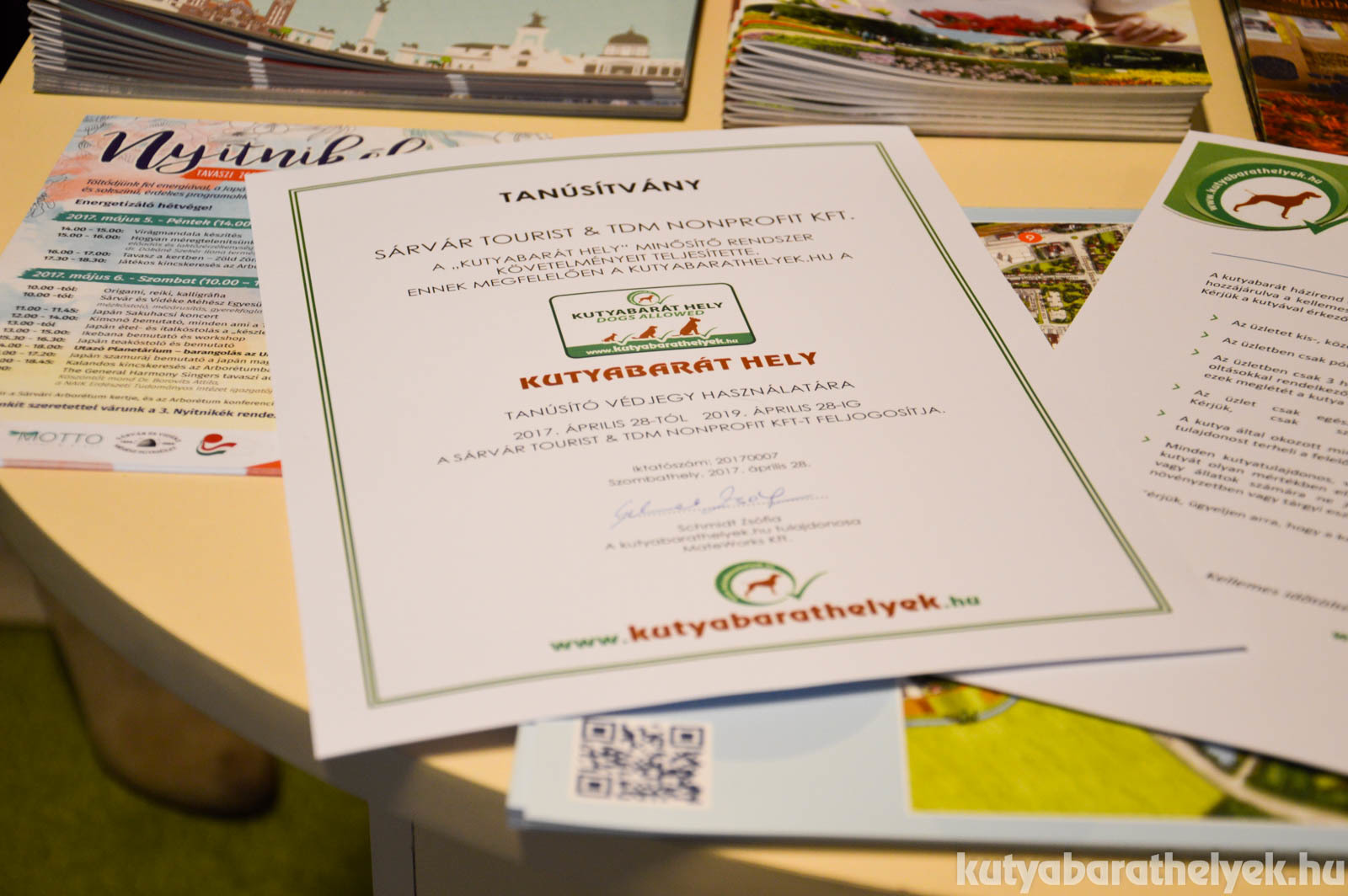 Minősített kutyabarát hely a sárvári TDM iroda