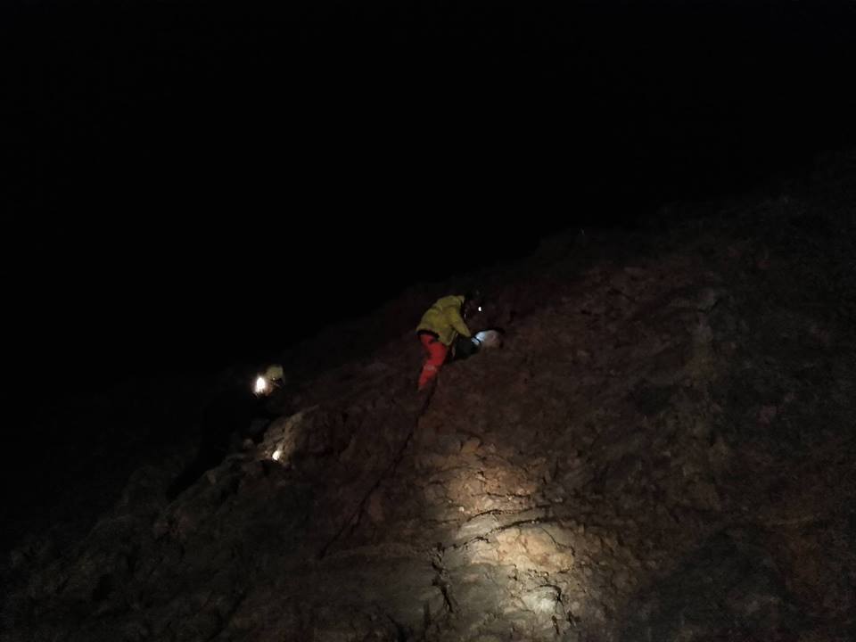 Nem tudni, hogy keveredett a sziklafalra a kutya, de lejönni már nem tudott