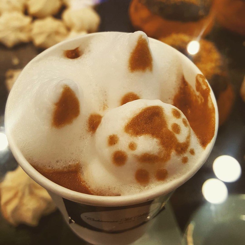 Kész szobor ez a tejhabból készült kutya fej