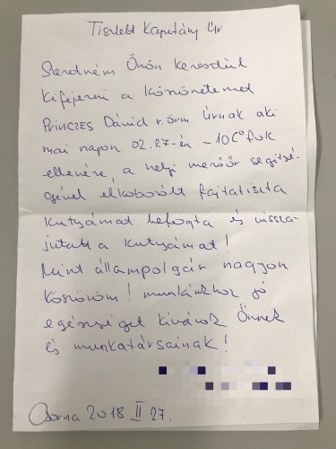 Köszönőlevél a boldog gazditól Köszönőlevél a boldog gazditól