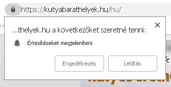 kutyabarathelyek.hu PUSH Pop-up
