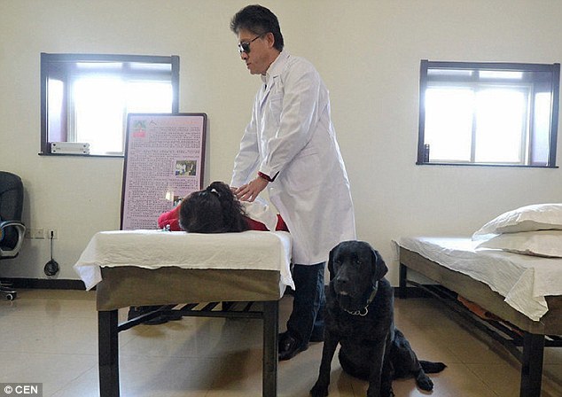 A fekete labrador a munkába is elkísérte gazdáját