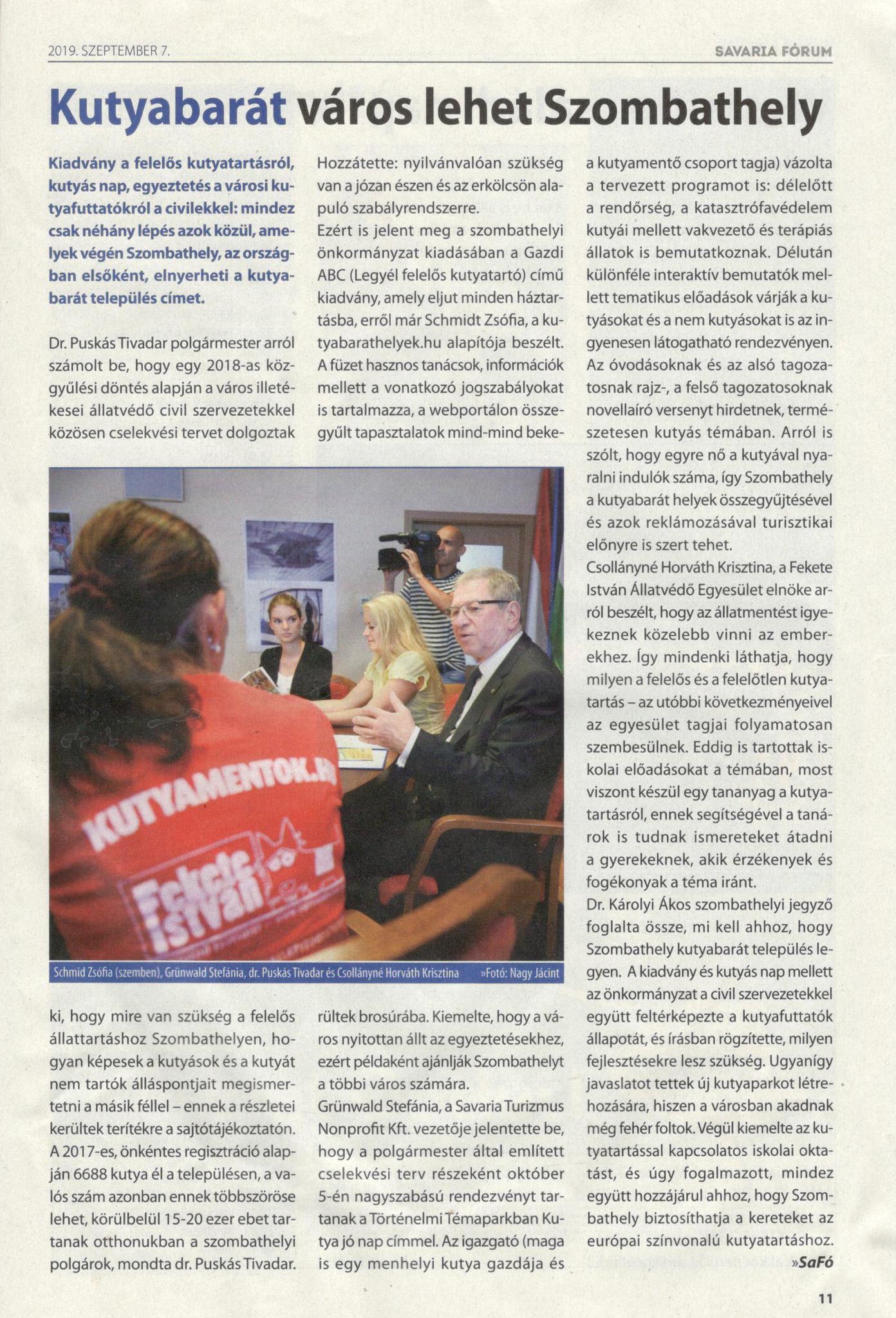 Savaria Fórum - Kutyabarát város lehet Szombathely