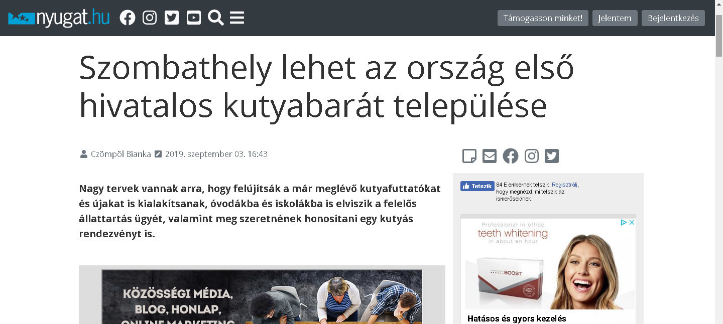 nyugat.hu - Szombathely lehet az ország első hivatalos kutyabarát települése